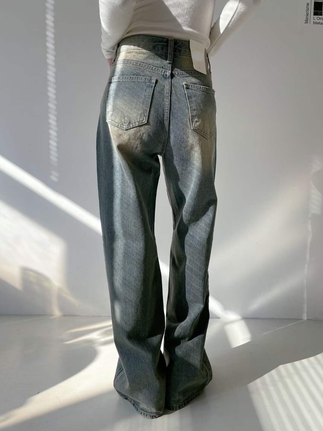 Washed Vintage Wide Denim Pants