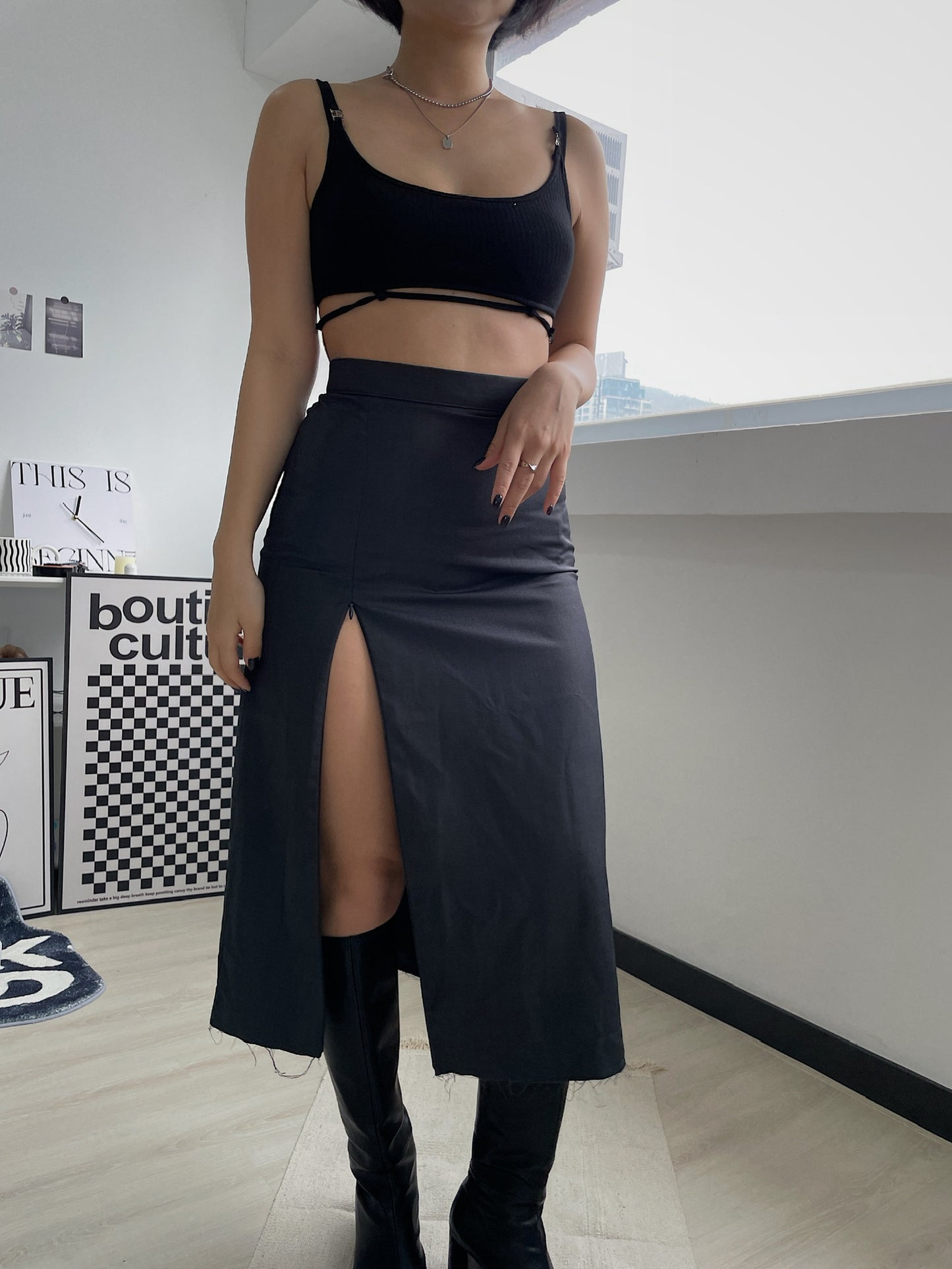 Zipped Maxi Skirt